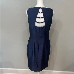 David Warren New York Elegant Navy Sleeveless Cocktail Dress